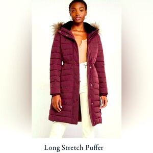 NWT Abercrombie & Fitch | Long Stretch Puffer | Size MEDIUM | Burgundy